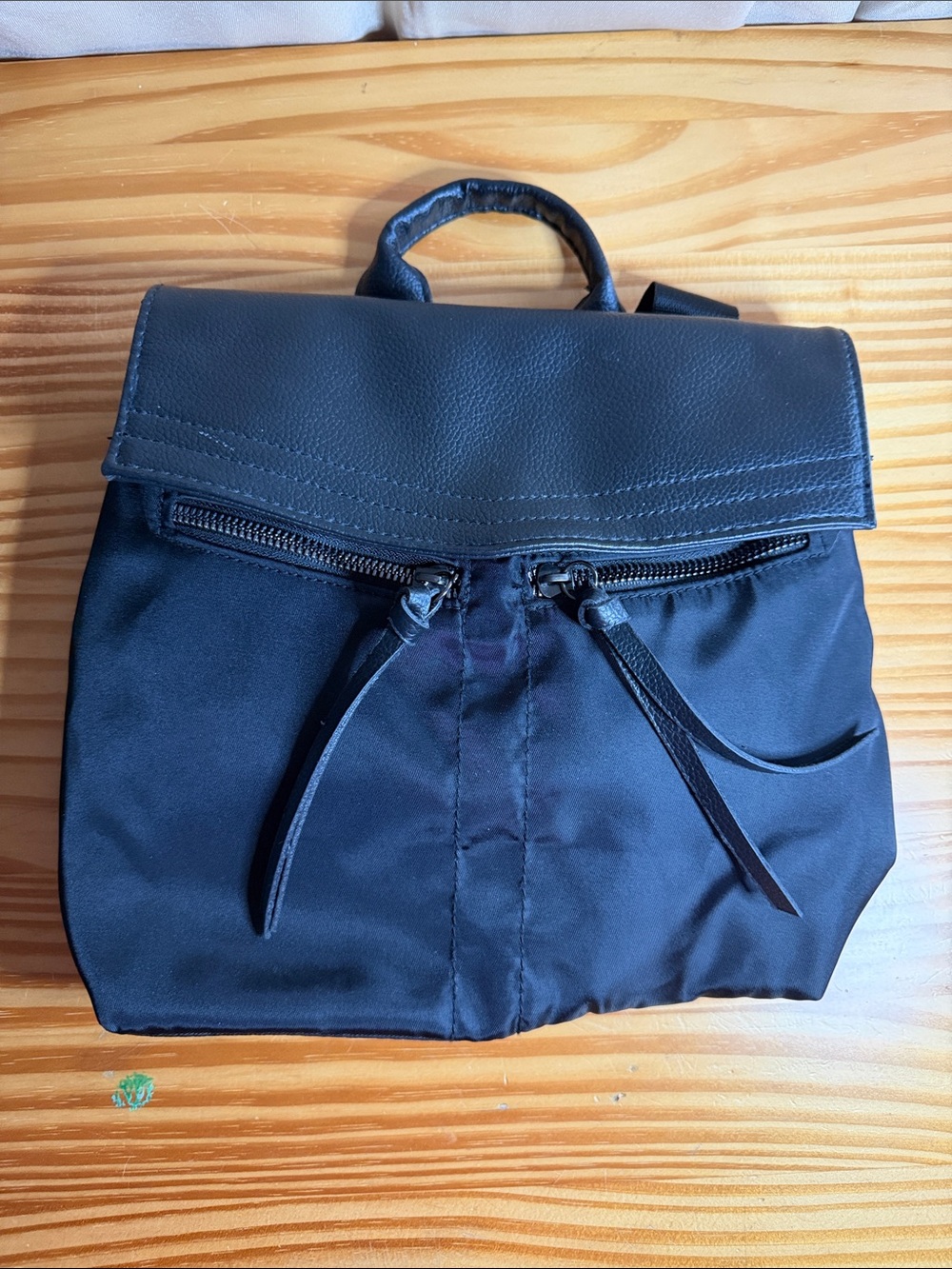 Botkier Black Nylon Backpack with Leather Flap